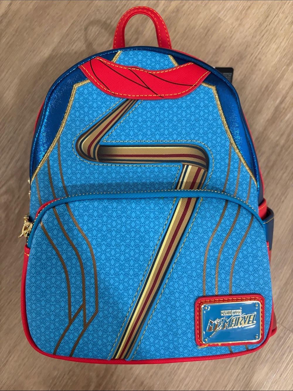 Marvel Blue & Red Women's Mini Backpack with Gold Accents
